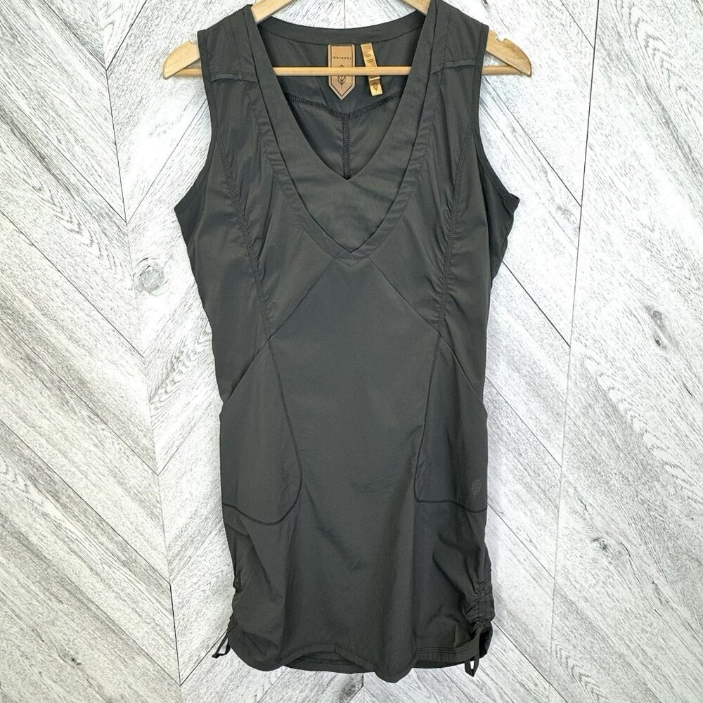 Indygena LIIKE Dress Womens Medium Gray V-Neck Sleeveless Pockets Nylon Stretch